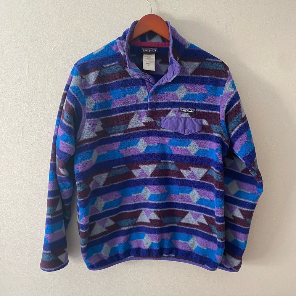 Patagonia Synchilla Pullover Aztec Print Purple Size Medium